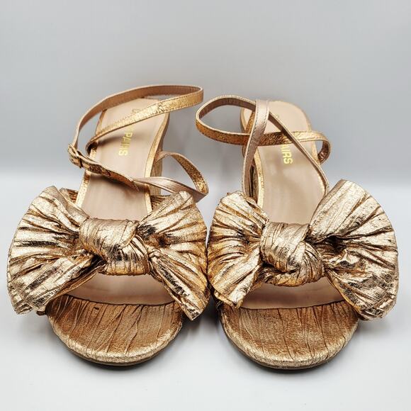 DREAM PAIRS Bow Knot Champaign Pink Ankle Strap Heeled Sandals Women's Size 9 - Picture 7 of 12